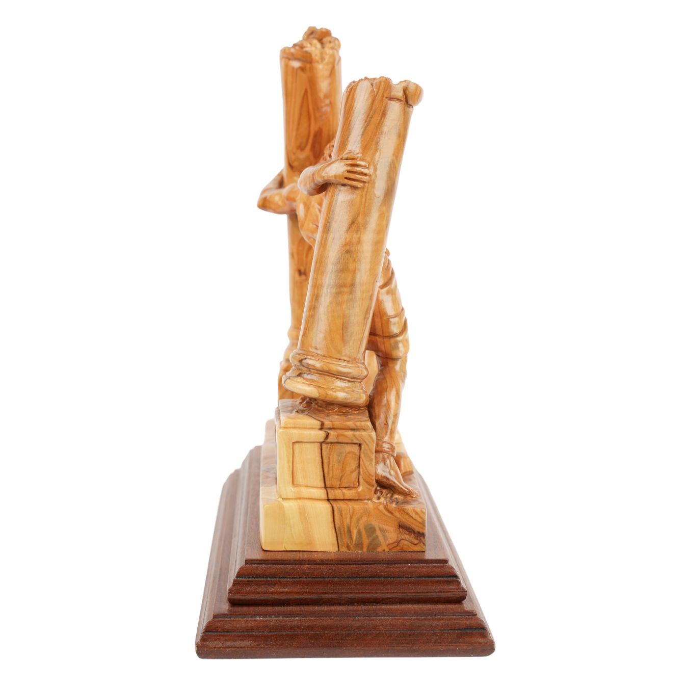 Hand-carved sculpture "Samson destroys the pillars" – olive wood art from Bethlehem (28 cm)
