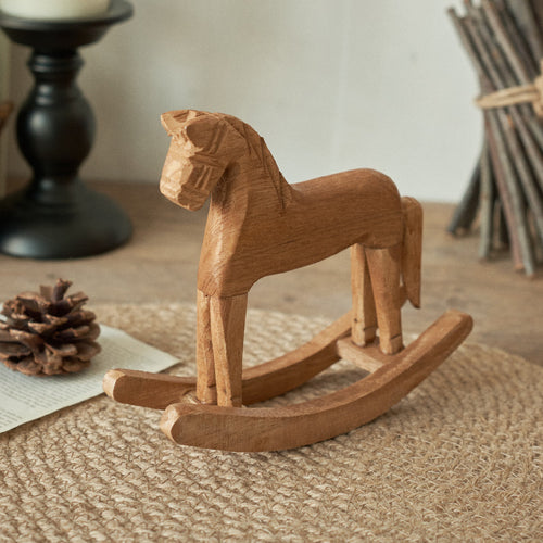 Wooden rocking horse tabletop decoration