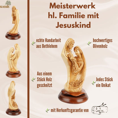 Holy Family with Christ Child – Hand-carved olive wood sculpture from Bethlehem (28 cm)