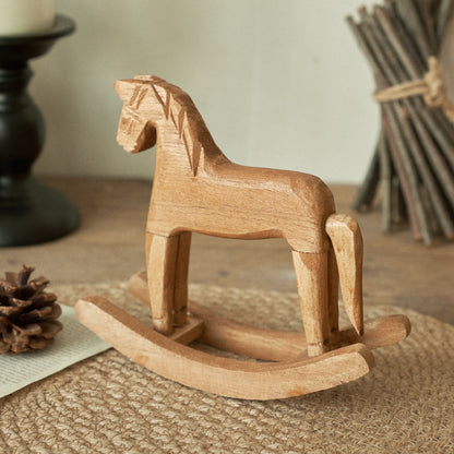 Wooden rocking horse tabletop decoration