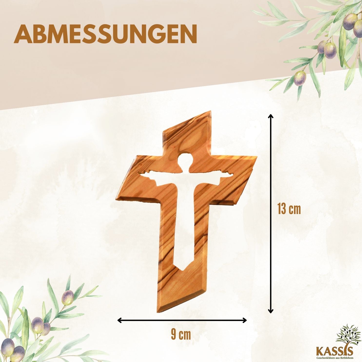 Olive wood wall cross with the resurrected Jesus