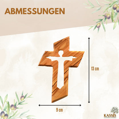 Olive wood wall cross with the resurrected Jesus