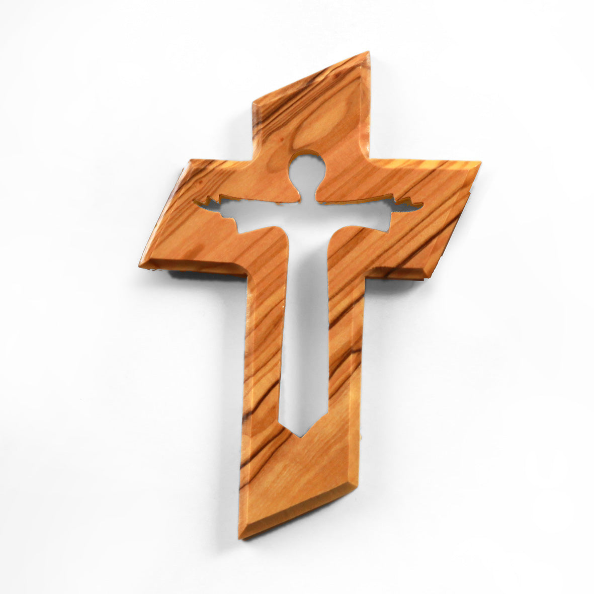 Olive wood wall cross with the resurrected Jesus