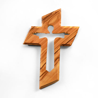 Olive wood wall cross with the resurrected Jesus