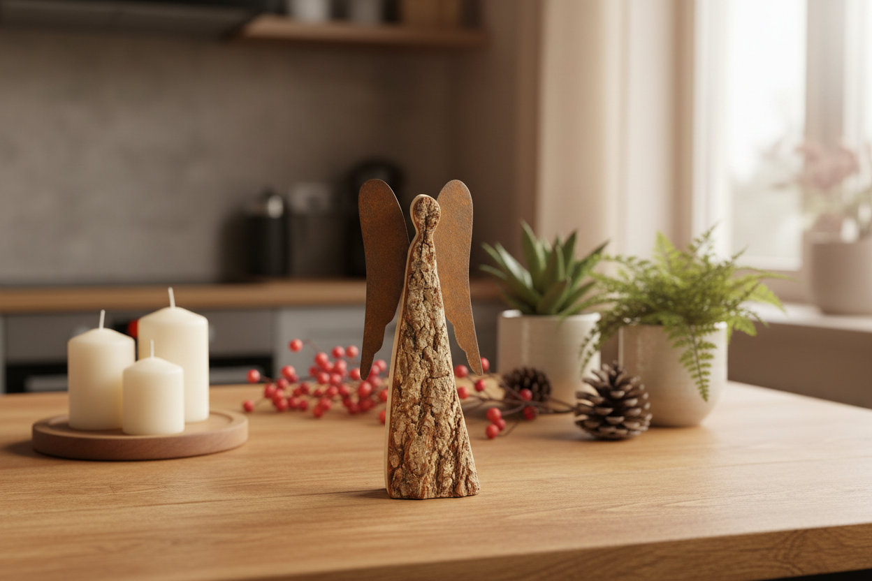 Thankgoods bark angel with rust wings handmade - The gift idea with pizzazz.
