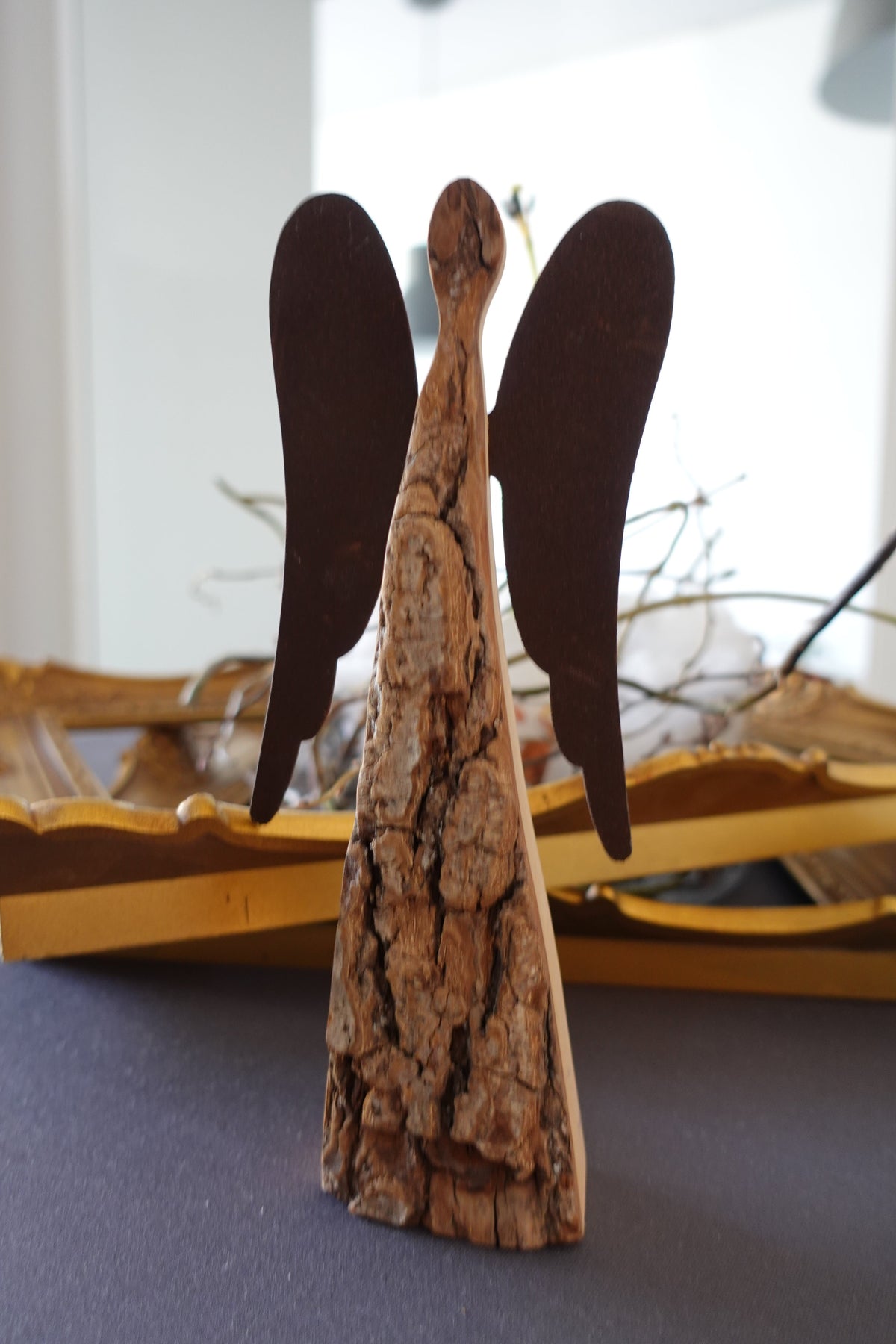 Thankgoods bark angel with rust wings handmade - The gift idea with pizzazz.