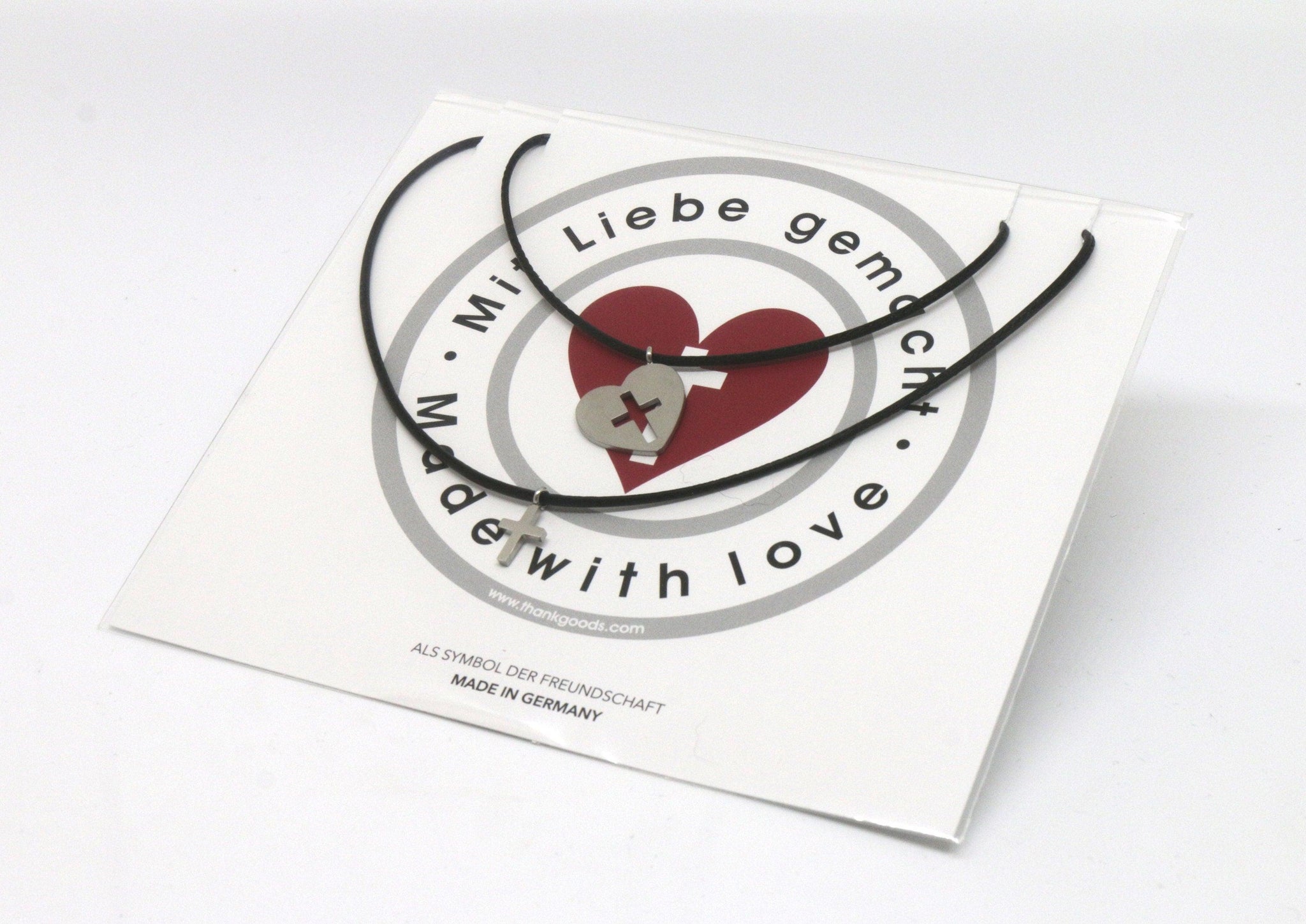 Thankgoods Freundschaft-Schmuckset Herz/Kreuz für 2 Menschen die Ihre Liebe auf eine ganz besondere Art teilen möchten!